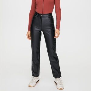 Aritzia Wilfred Free Vegan Leather High Waist Straight Pants Black Size 00